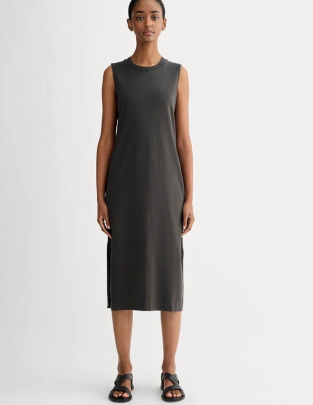Everlane The Organic Cotton Weekend Tank Dress Washed Black Women's XL Casual